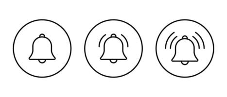 Ring bell icon set on circle line. Notification sign symbol vector