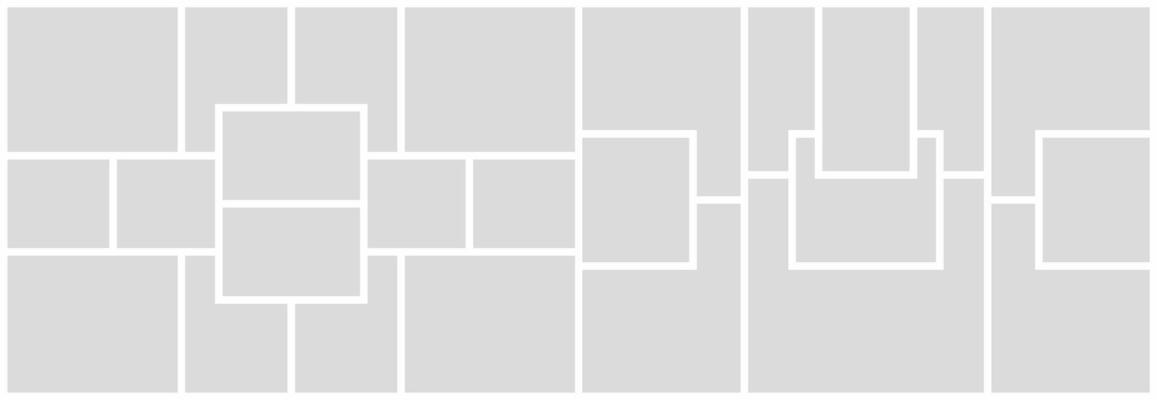 Pictures or photos frame collage. comics page grid layout abstract photo frames and digital photo wall template