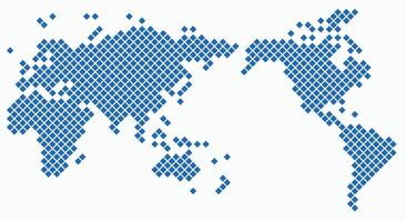 Square shape world map on white background. vector