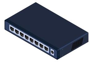 Isometric switch. Networking ethernet switch. Realistic isometric switch. Network technology. illustration vector