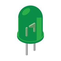 Green led isometric icon. LED semiconductor composition. Light emitting diode. Electronic component icon in isometric style vector