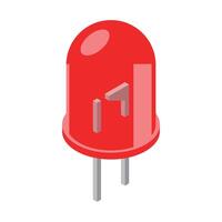 Red led isometric icon. LED semiconductor composition. Light emitting diode. Electronic component icon in isometric style vector