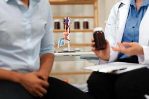 Urologists advise patients about prostate problems. Treatment of cancers of the urinary tract and male reproductive organs The concept of men's health problems Close-up pictures photo