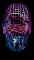 his abstract, colorful intelligence face scanner features a screen that cycles through various glowing colors video