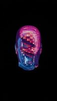 his abstract, colorful intelligence face scanner features a screen that cycles through various glowing colors video