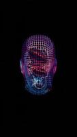 his abstract, colorful intelligence face scanner features a screen that cycles through various glowing colors video