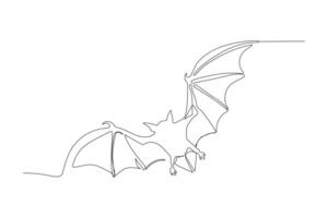One line illustration, outline of a bat. vector