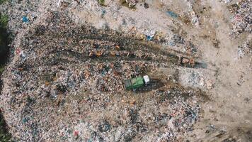 Garbage Vs Nature Stark Contrast. Mountains Of Trash Aerial. photo