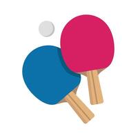 Two rackets placed one above the other and a ball, isolate on white, simple illustration, flat style, minimalism vector