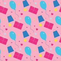 Holiday pink background, birthday, seamless pattern, colorful objects on white background vector