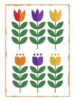 geometric colorful Flowers icon collection vector