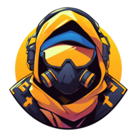 Illustration of person wear gas mask with protective glasses and filters png