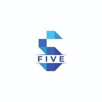 Five number creative technological modern data pixel logo vector