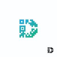 Letter D creative technological modern data pixel QR Code logo vector