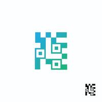Letter L creative technological modern data pixel QR Code logo vector