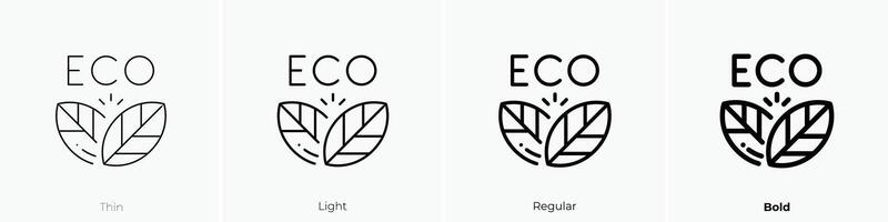 eco icon. Thin, Light, Regular And Bold style design isolated on white background vector