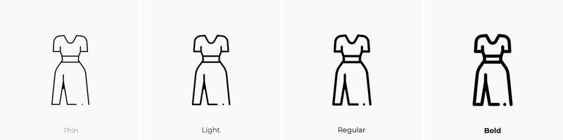 dress icon. Thin, Light, Regular And Bold style design isolated on white background vector
