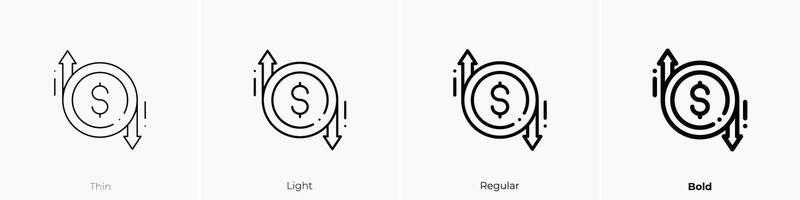 dollar icon. Thin, Light, Regular And Bold style design isolated on white background vector