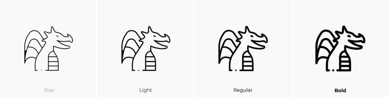dragon icon. Thin, Light, Regular And Bold style design isolated on white background vector