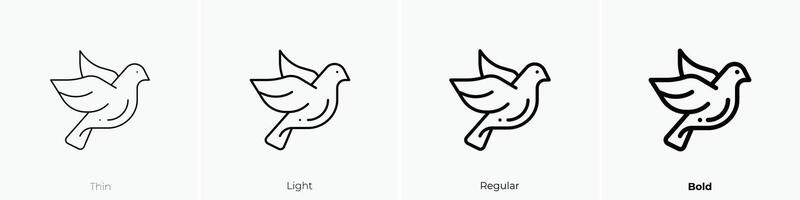 dove icon. Thin, Light, Regular And Bold style design isolated on white background vector