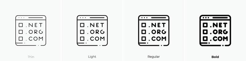 domain icon. Thin, Light, Regular And Bold style design isolated on white background vector