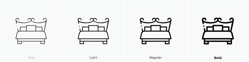 double bed icon. Thin, Light, Regular And Bold style design isolated on white background vector