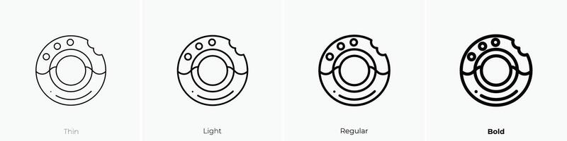 donut icon. Thin, Light, Regular And Bold style design isolated on white background vector