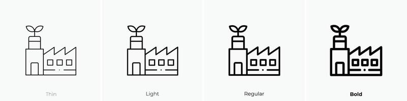 eco factory icon. Thin, Light, Regular And Bold style design isolated on white background vector