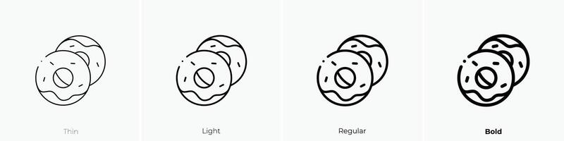 donuts icon. Thin, Light, Regular And Bold style design isolated on white background vector