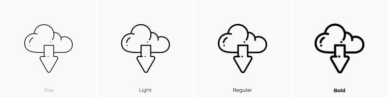download icon. Thin, Light, Regular And Bold style design isolated on white background vector