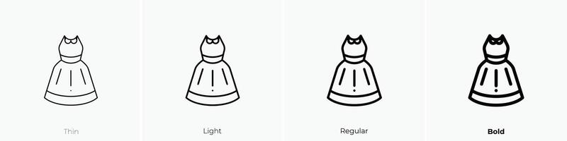dress icon. Thin, Light, Regular And Bold style design isolated on white background vector