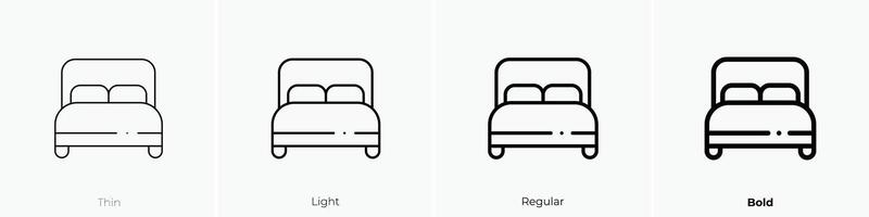 double bed icon. Thin, Light, Regular And Bold style design isolated on white background vector
