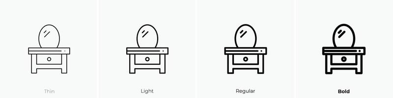 dressing table icon. Thin, Light, Regular And Bold style design isolated on white background vector