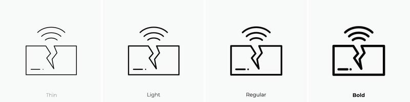earthquake icon. Thin, Light, Regular And Bold style design isolated on white background vector