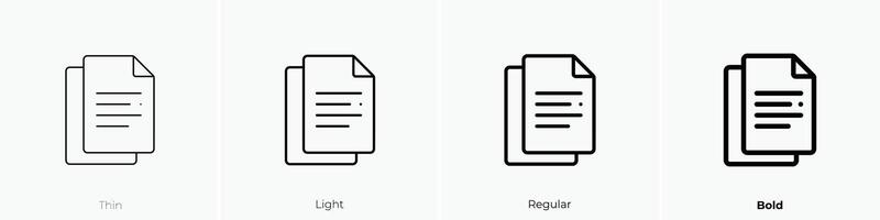 document icon. Thin, Light, Regular And Bold style design isolated on white background vector