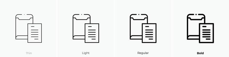 dossier icon. Thin, Light, Regular And Bold style design isolated on white background vector