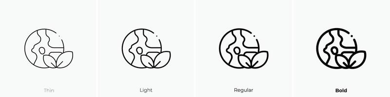 earth icon. Thin, Light, Regular And Bold style design isolated on white background vector