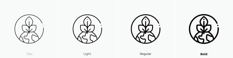 earth icon. Thin, Light, Regular And Bold style design isolated on white background vector