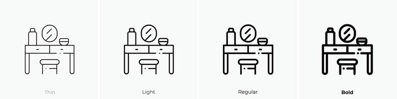 dresser icon. Thin, Light, Regular And Bold style design isolated on white background vector