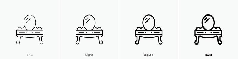 dressing table 1 icon. Thin, Light, Regular And Bold style design isolated on white background vector
