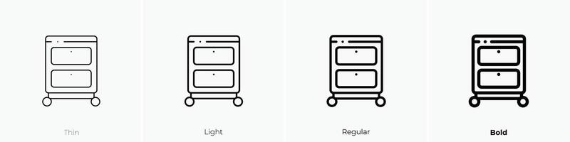 drawer icon. Thin, Light, Regular And Bold style design isolated on white background vector