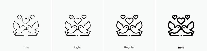 doves icon. Thin, Light, Regular And Bold style design isolated on white background vector