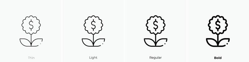 economic icon. Thin, Light, Regular And Bold style design isolated on white background vector