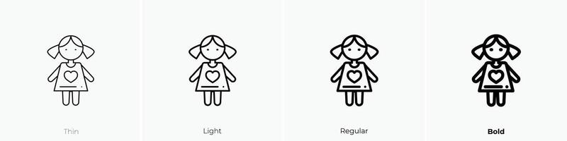 doll icon. Thin, Light, Regular And Bold style design isolated on white background vector