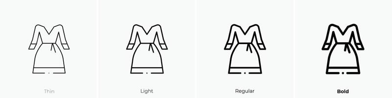 dress icon. Thin, Light, Regular And Bold style design isolated on white background vector