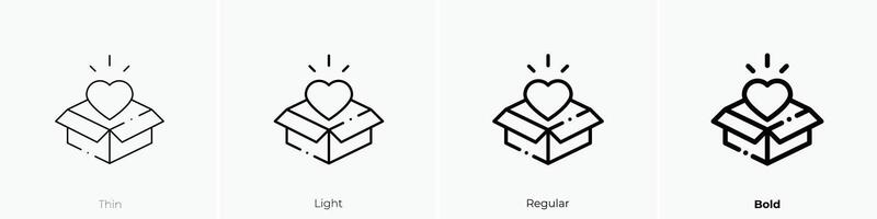 donate icon. Thin, Light, Regular And Bold style design isolated on white background vector