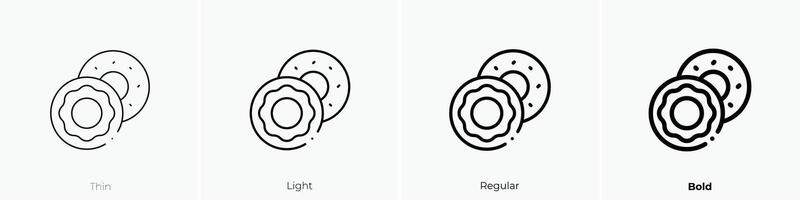 doughnut icon. Thin, Light, Regular And Bold style design isolated on white background vector