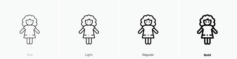 doll icon. Thin, Light, Regular And Bold style design isolated on white background vector