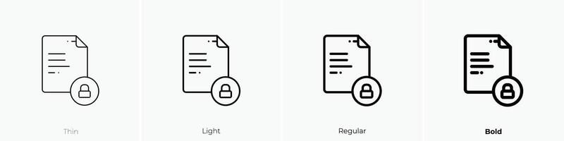 document icon. Thin, Light, Regular And Bold style design isolated on white background vector