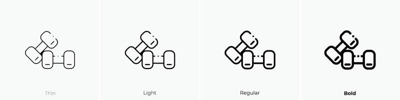 dumbbells icon. Thin, Light, Regular And Bold style design isolated on white background vector